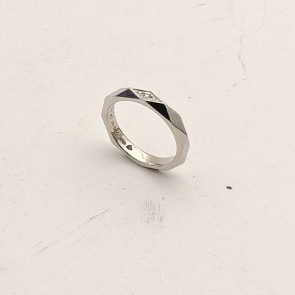 Boucheron Facette Collection Geometric Design Ring 47 Platinum 950,Diamond
