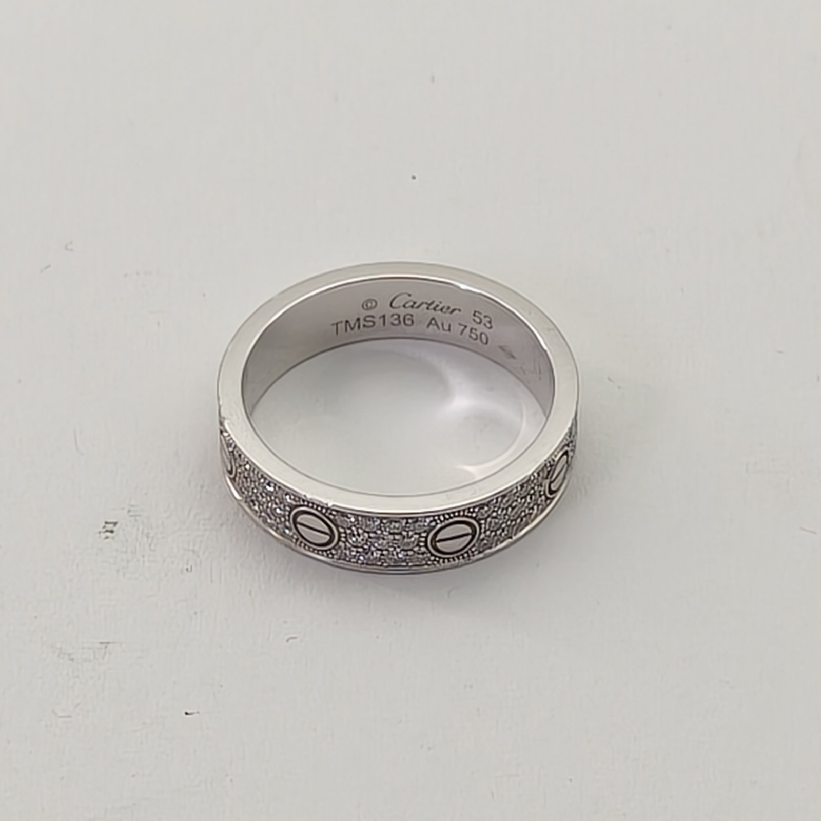 CARTIER LOVE 18K Gold Full Diamond Three-Row Diamond Wide Ring 18K White Gold,Diamond-Hana Vintage