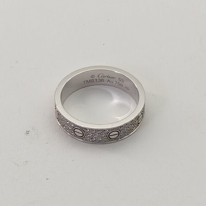 CARTIER LOVE 18K Gold Full Diamond Three-Row Diamond Wide Ring 18K White Gold,Diamond-Hana Vintage