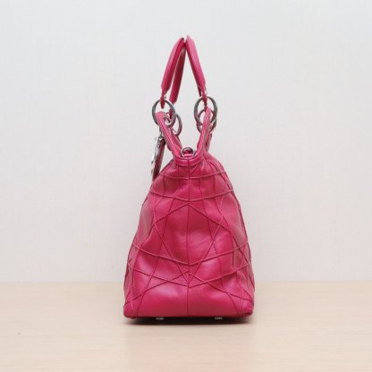 DIOR Rose Red Silver Hardware 2011 Granville Classic Quilted Handbag