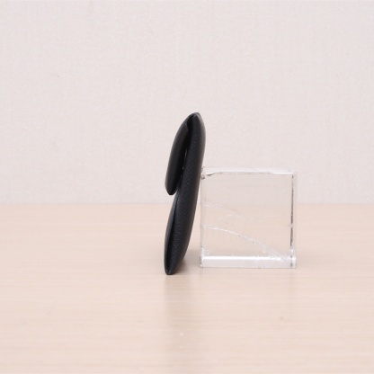 HERMES 89 Black Epsom Leather, Engraved with D, Sliver Hardware. Single-layer Black Hermes Card Holder