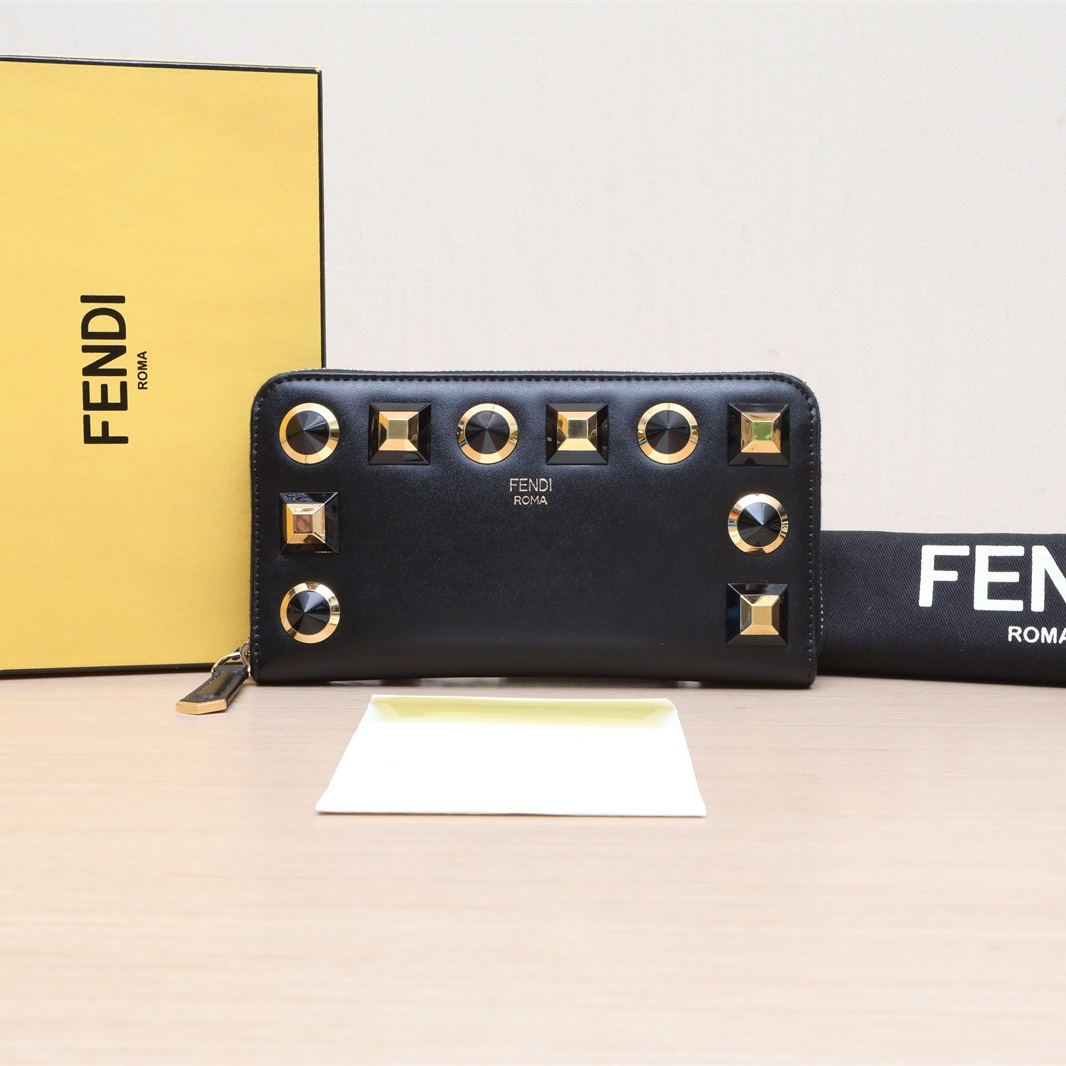 FENDI Black Studded Wallet