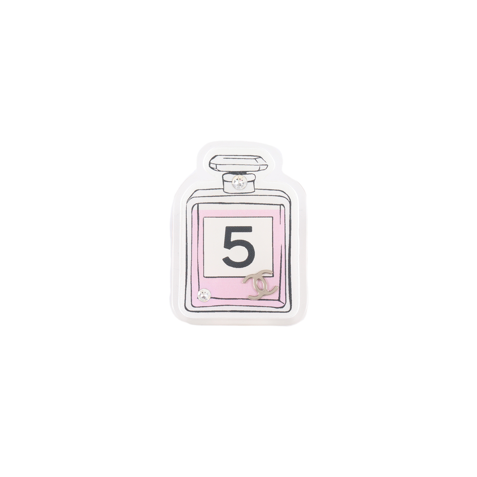 CHANEL Resort Collection Pink Acrylic Perfume Bottle Brooch Alloy-Hana Vintage