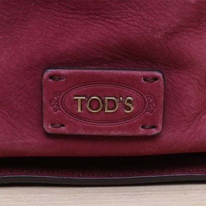 *TODS Burgundy Leather C Gold Hardware Tote Bag-Hana Vintage