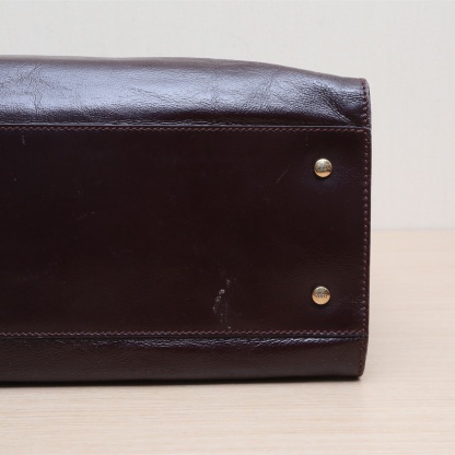 *TODS Burgundy Leather C Gold Hardware Tote Bag-Hana Vintage