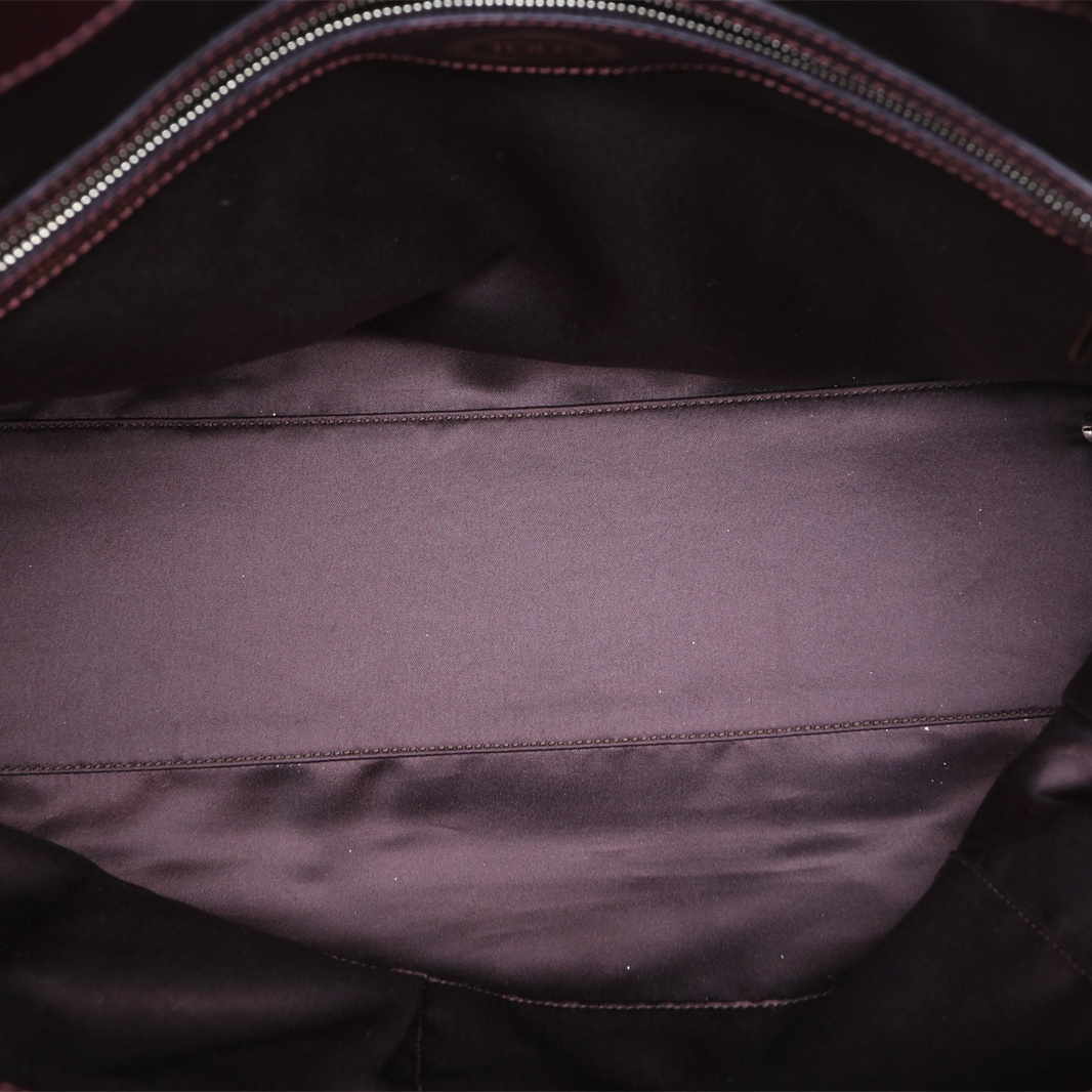 *TODS Burgundy Leather C Gold Hardware Tote Bag-Hana Vintage