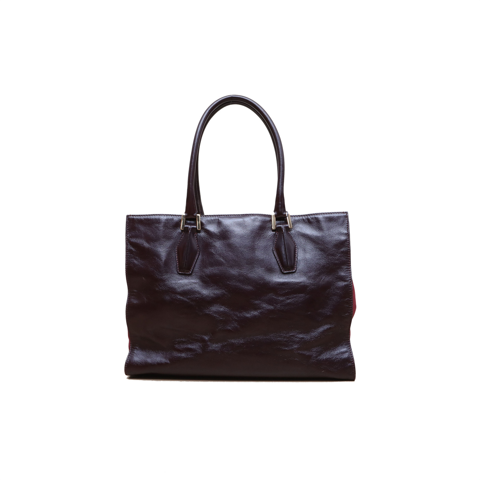 *TODS Burgundy Leather C Gold Hardware Tote Bag-Hana Vintage