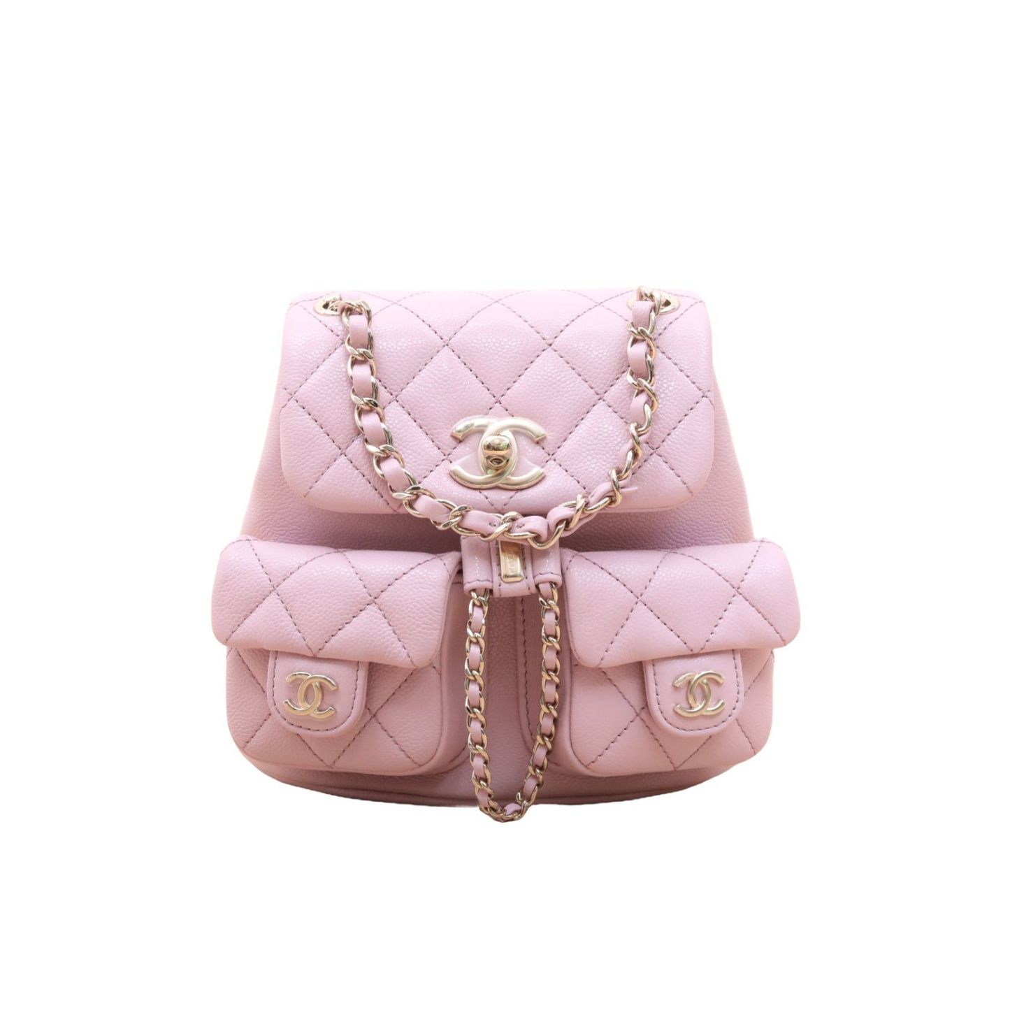 *CHANEL 23P Duma Drawstring Flap Backpack with Double Pockets, Small Size, 18cm-Hana Vintage