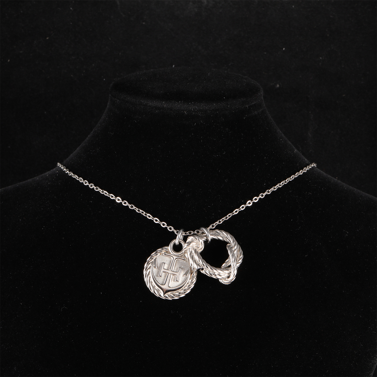 HERMES Anchor Badge Necklace Alloy-Hana Vintage