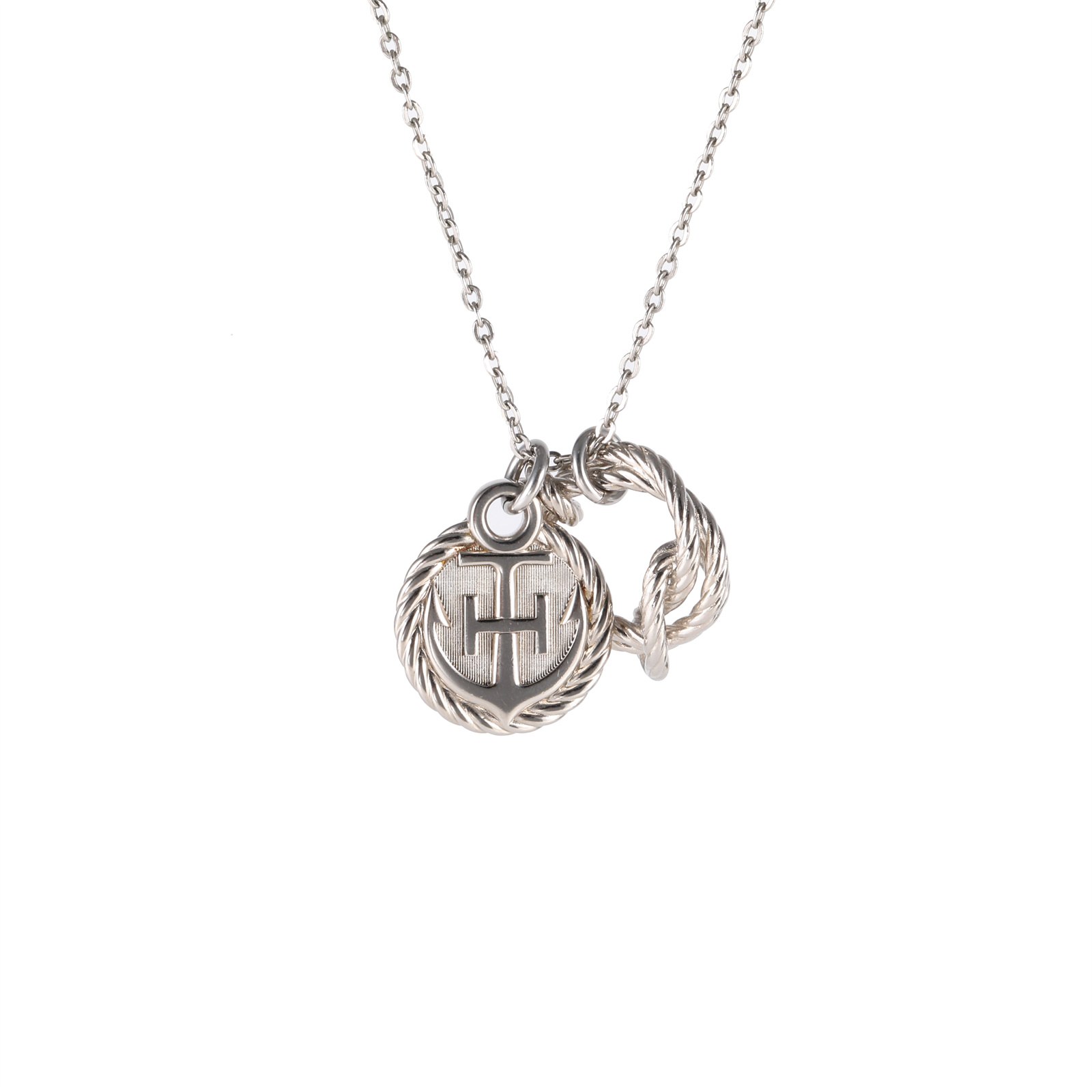 HERMES Anchor Badge Necklace Alloy-Hana Vintage