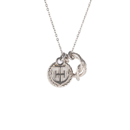 HERMES Anchor Badge Necklace Alloy-Hana Vintage