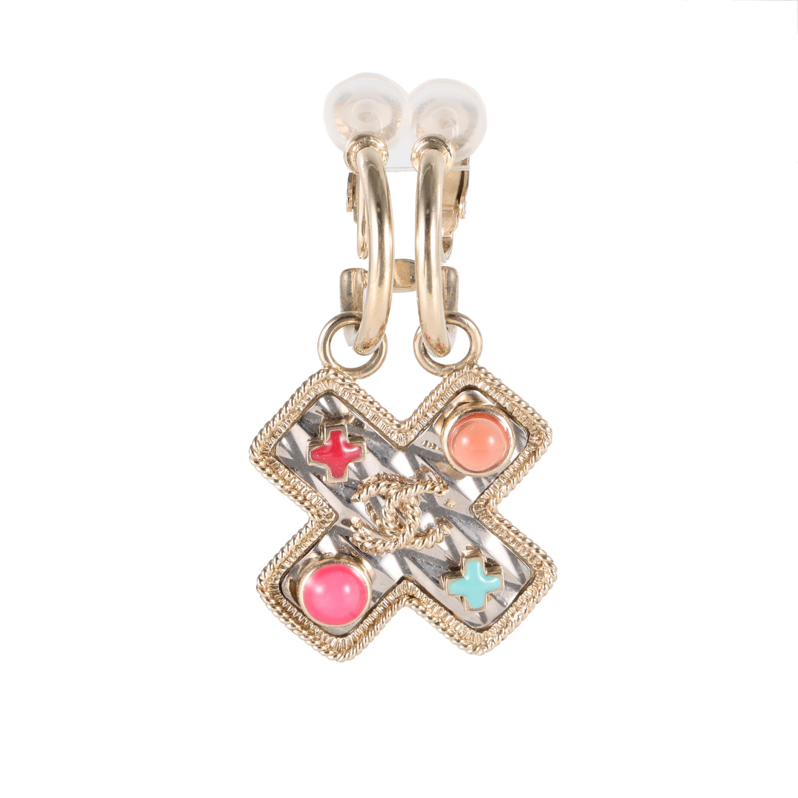 CHANEL Art Glass Pendant Single Side Ear Clip 17S Alloy-Hana Vintage