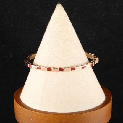 BVLGARI Rose gold Serpenti Viper collection inlaid narrow snake bone bracelet Size M 18K 18K Rose Gold-Hana Vintage