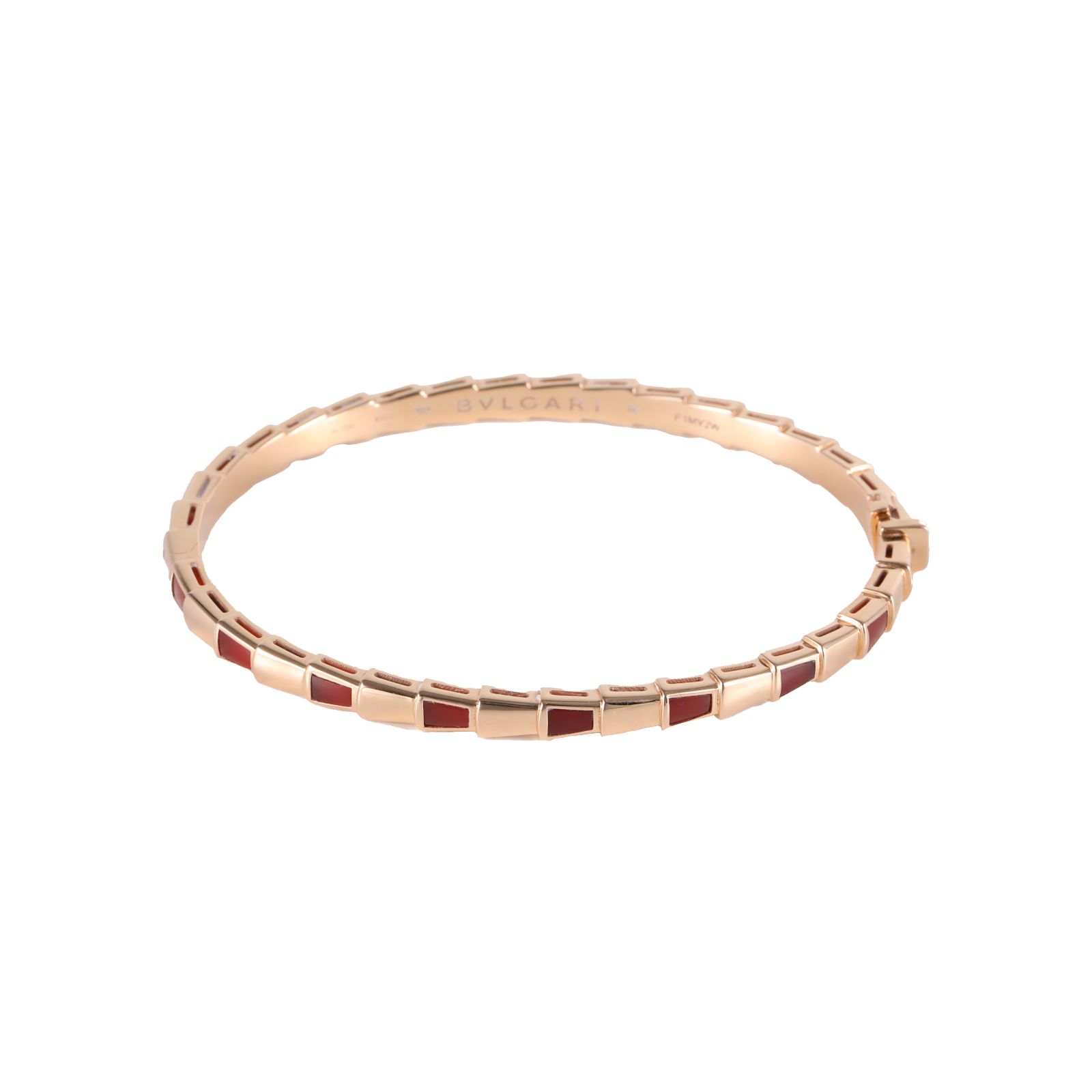 BVLGARI Rose gold Serpenti Viper collection inlaid narrow snake bone bracelet Size M 18K 18K Rose Gold-Hana Vintage
