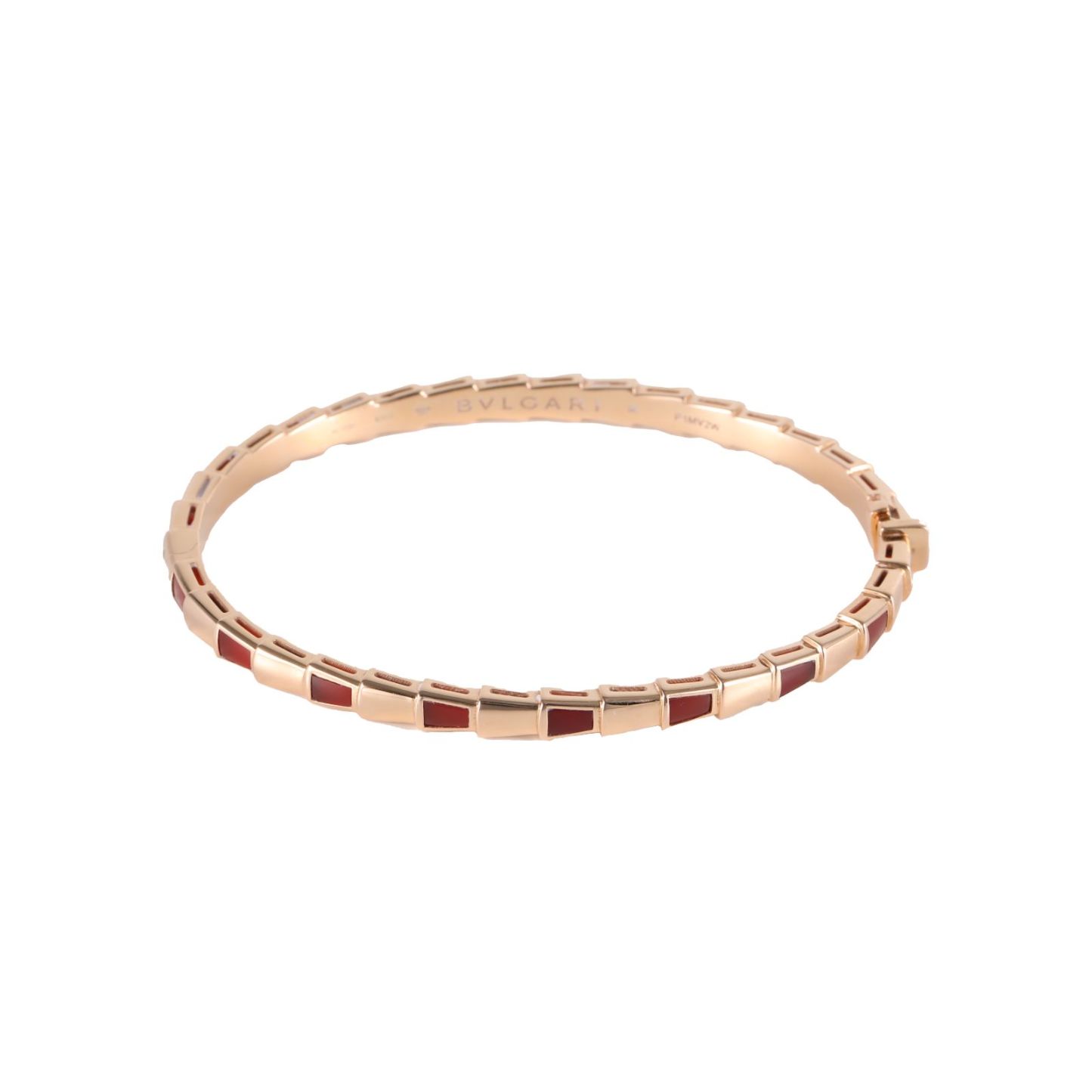 BVLGARI Rose gold Serpenti Viper collection inlaid narrow snake bone bracelet Size M 18K 18K Rose Gold-Hana Vintage