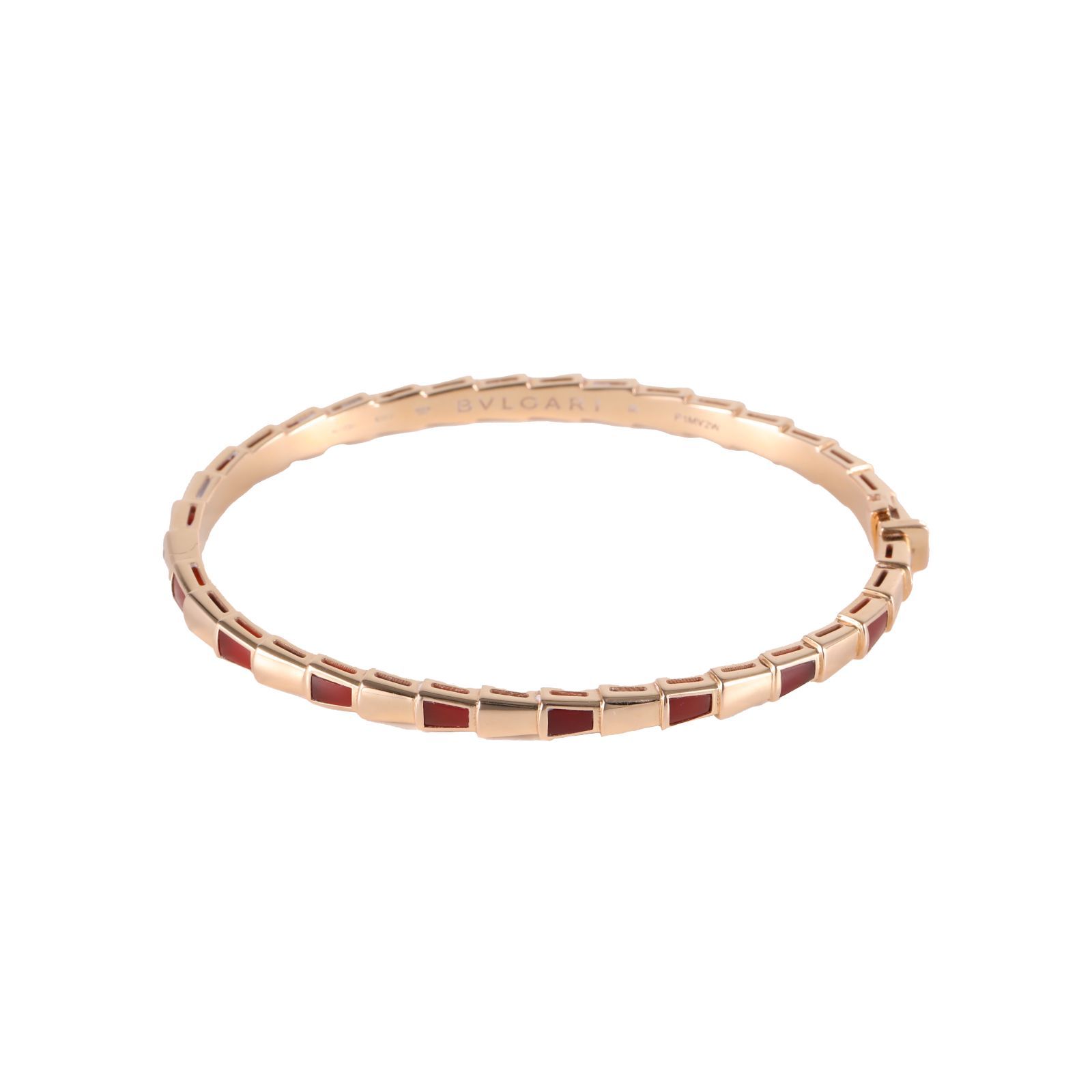 BVLGARI Rose gold Serpenti Viper collection inlaid narrow snake bone bracelet Size M 18K 18K Rose Gold-Hana Vintage