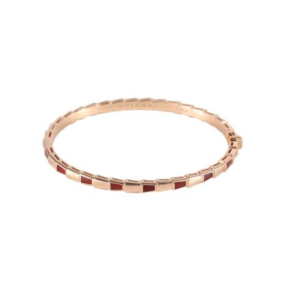 BVLGARI Rose gold Serpenti Viper collection inlaid narrow snake bone bracelet Size M 18K 18K Rose Gold-Hana Vintage
