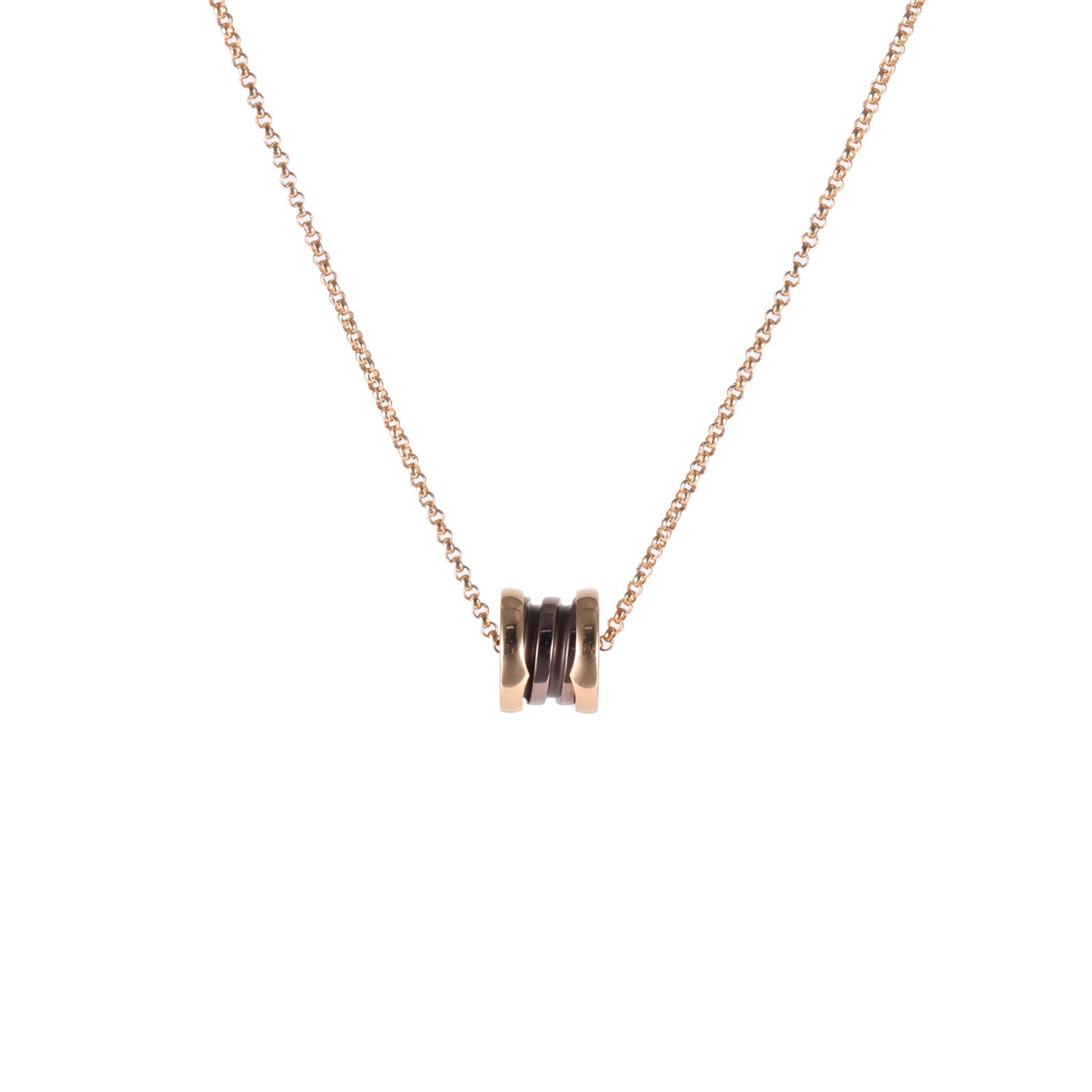 BVLGARI Rose Gold Coil Brown mini Necklace 18K 18K Rose Gold-Hana Vintage