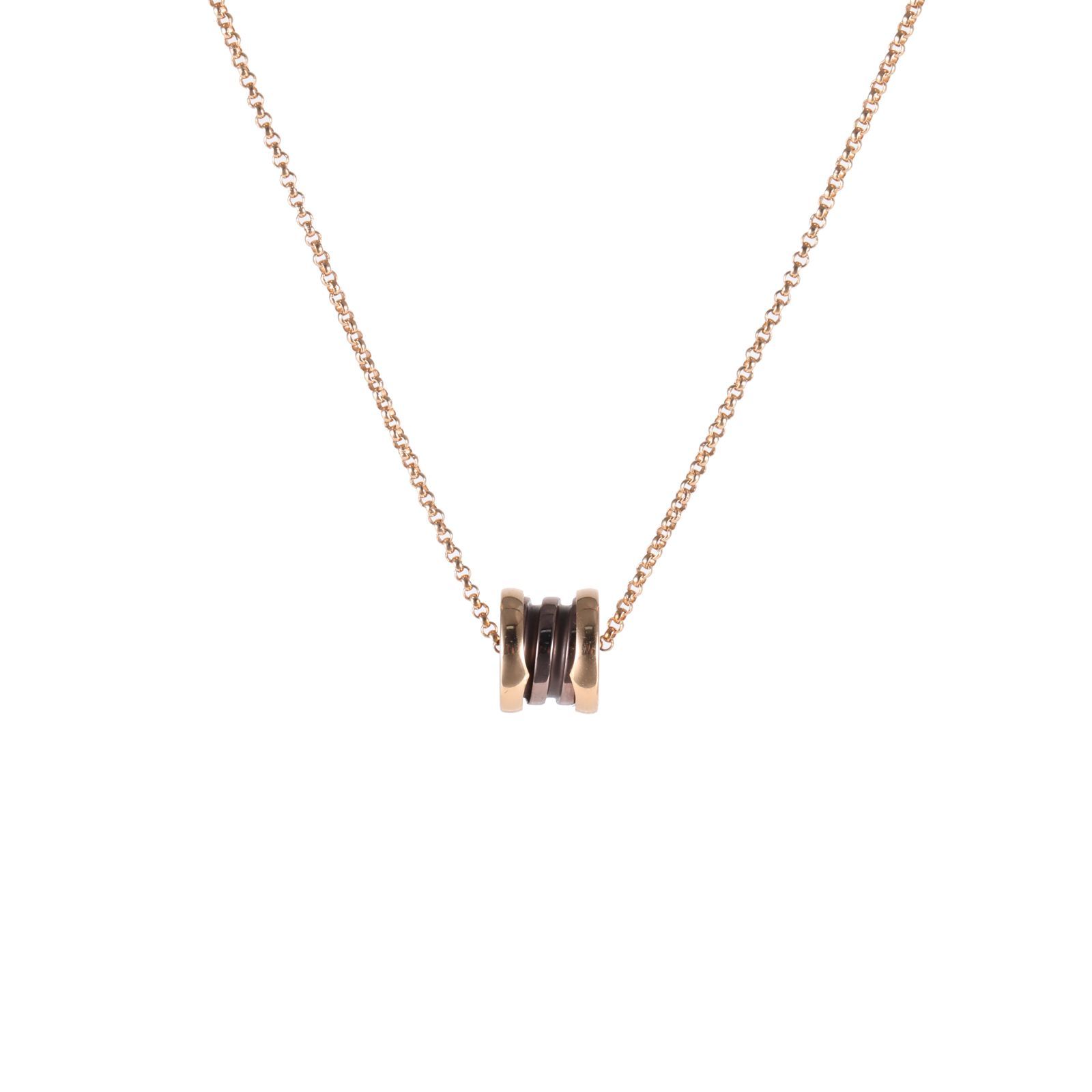 BVLGARI Rose Gold Coil Brown mini Necklace 18K 18K Rose Gold-Hana Vintage