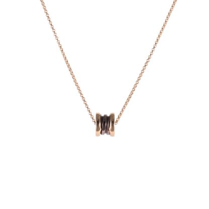 BVLGARI Rose Gold Coil Brown mini Necklace 18K 18K Rose Gold-Hana Vintage