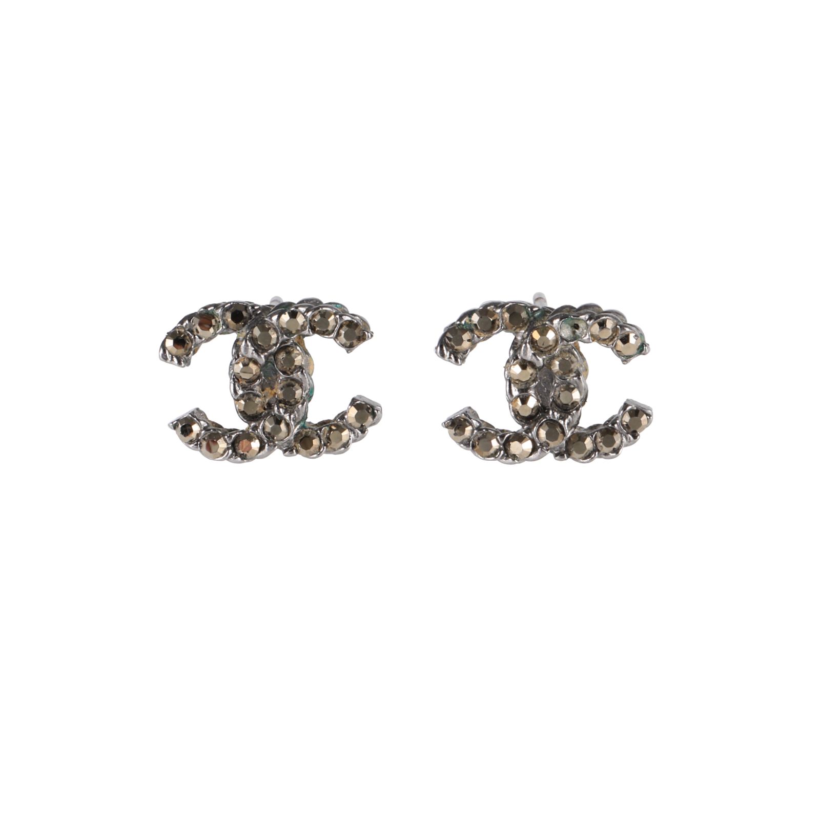 CHANEL Double C Earrings 18V Alloy-Hana Vintage