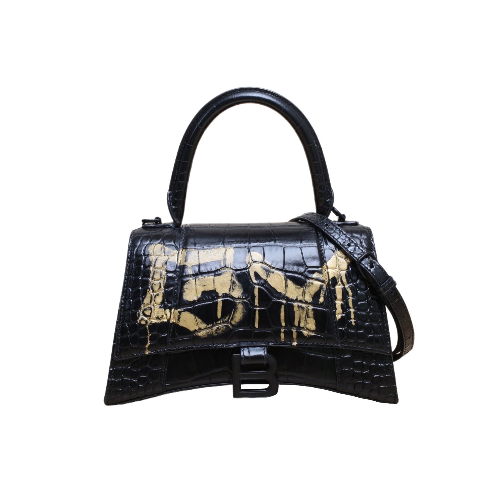 *BALENCIAGA Hourglass S size with crocodile embossing-Hana Vintage