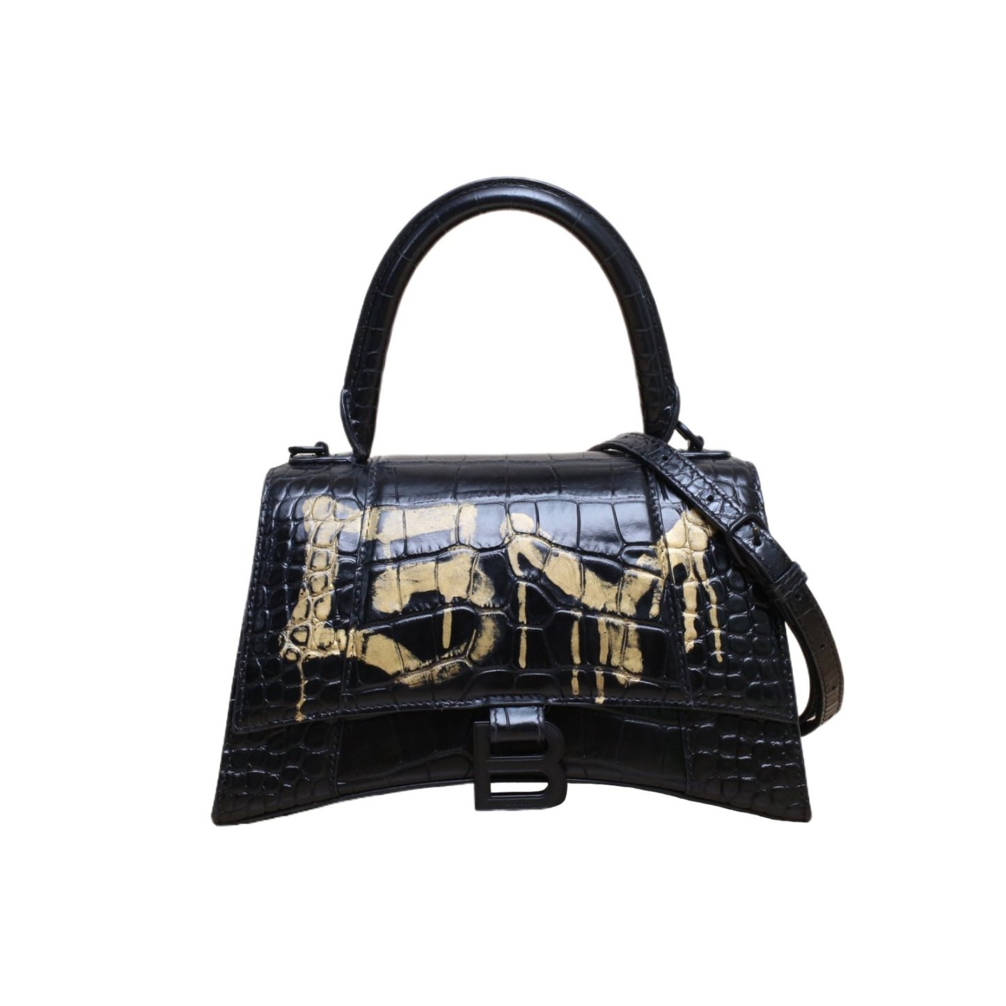 *BALENCIAGA Hourglass S size with crocodile embossing-Hana Vintage