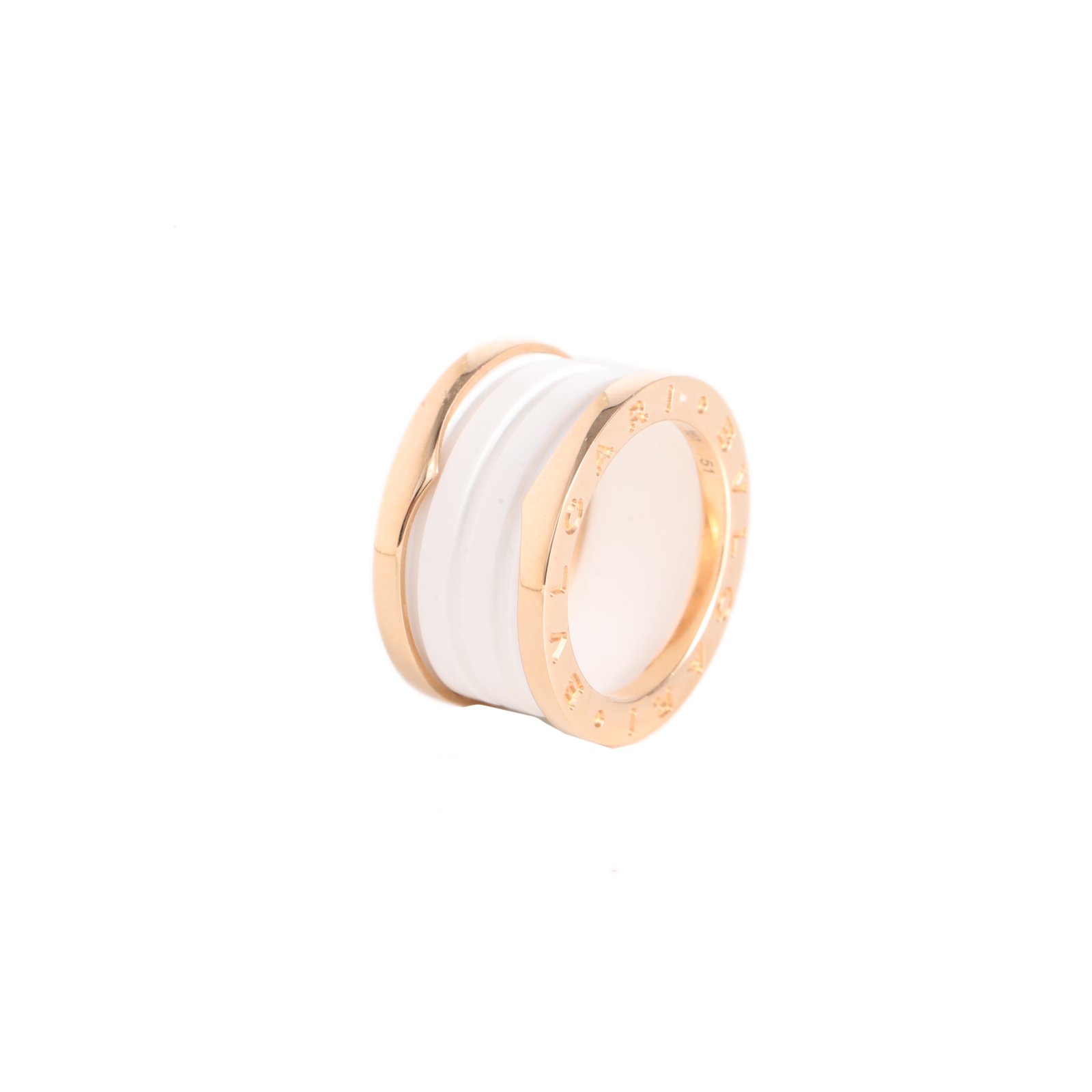 BVLGARI B.ZERO1 Coil Ring 18K Rose Gold,White Ceramic-Hana Vintage