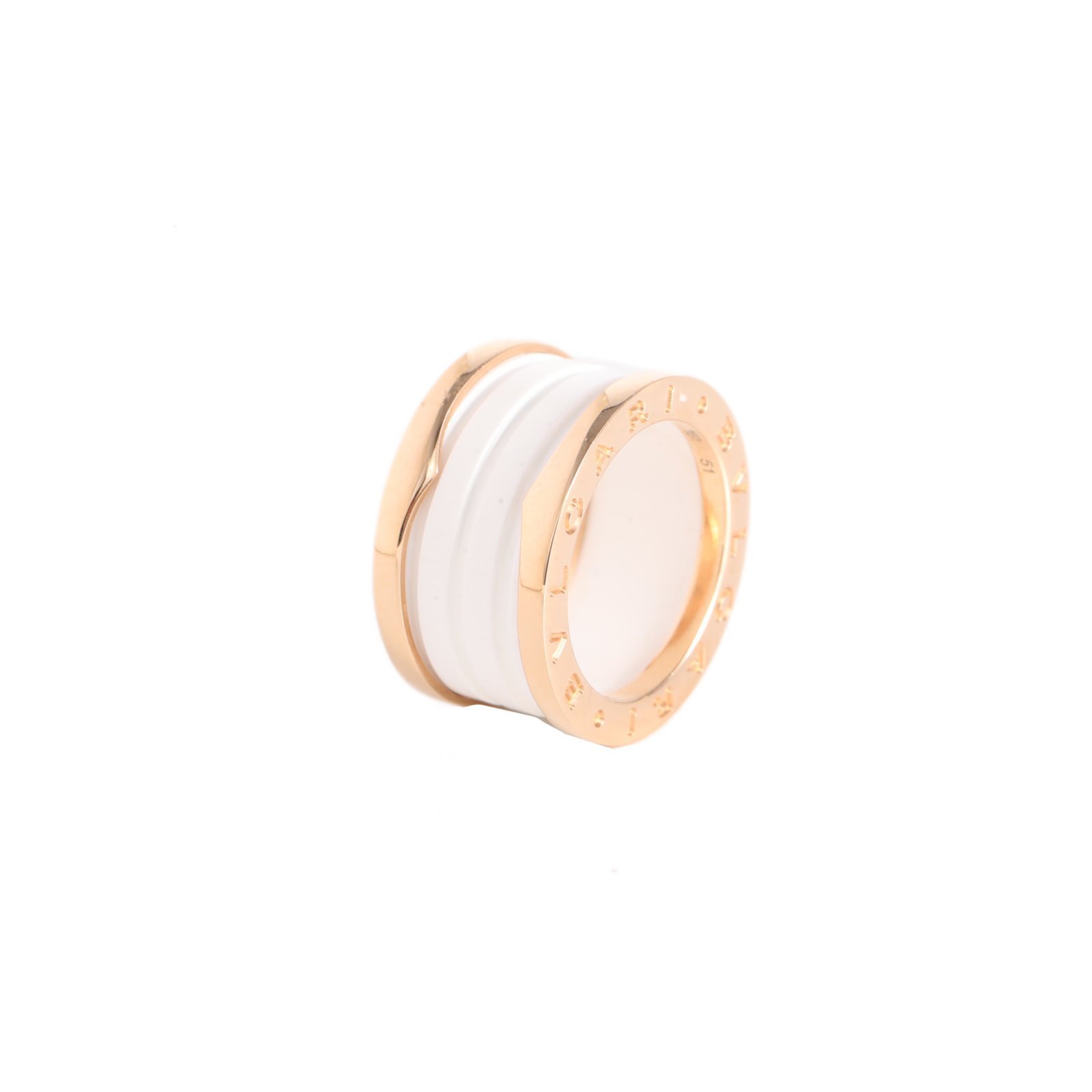 BVLGARI B.ZERO1 Coil Ring 18K Rose Gold,White Ceramic-Hana Vintage