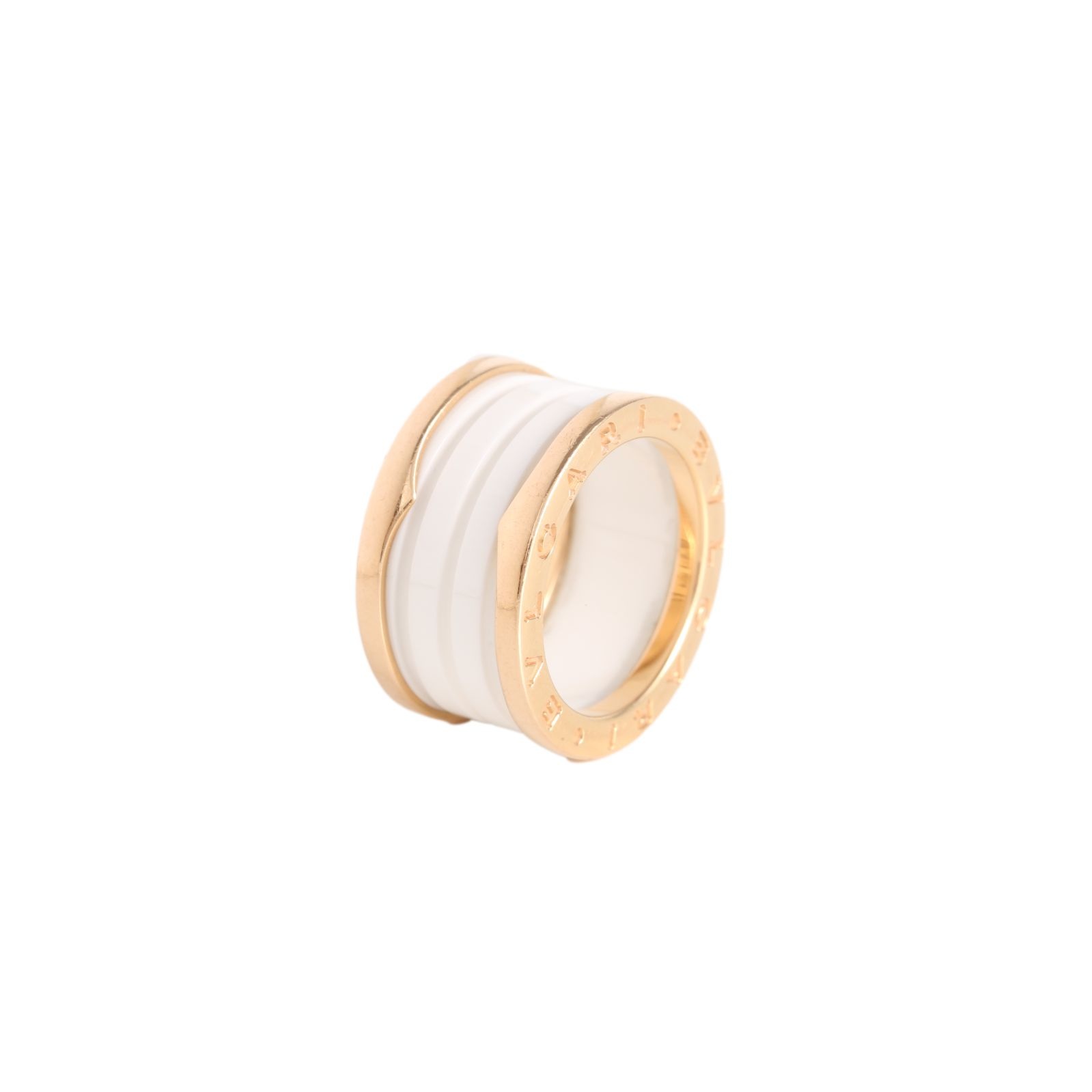 BVLGARI B.ZERO1 Coil Ring 18K Rose Gold,White Ceramic-Hana Vintage