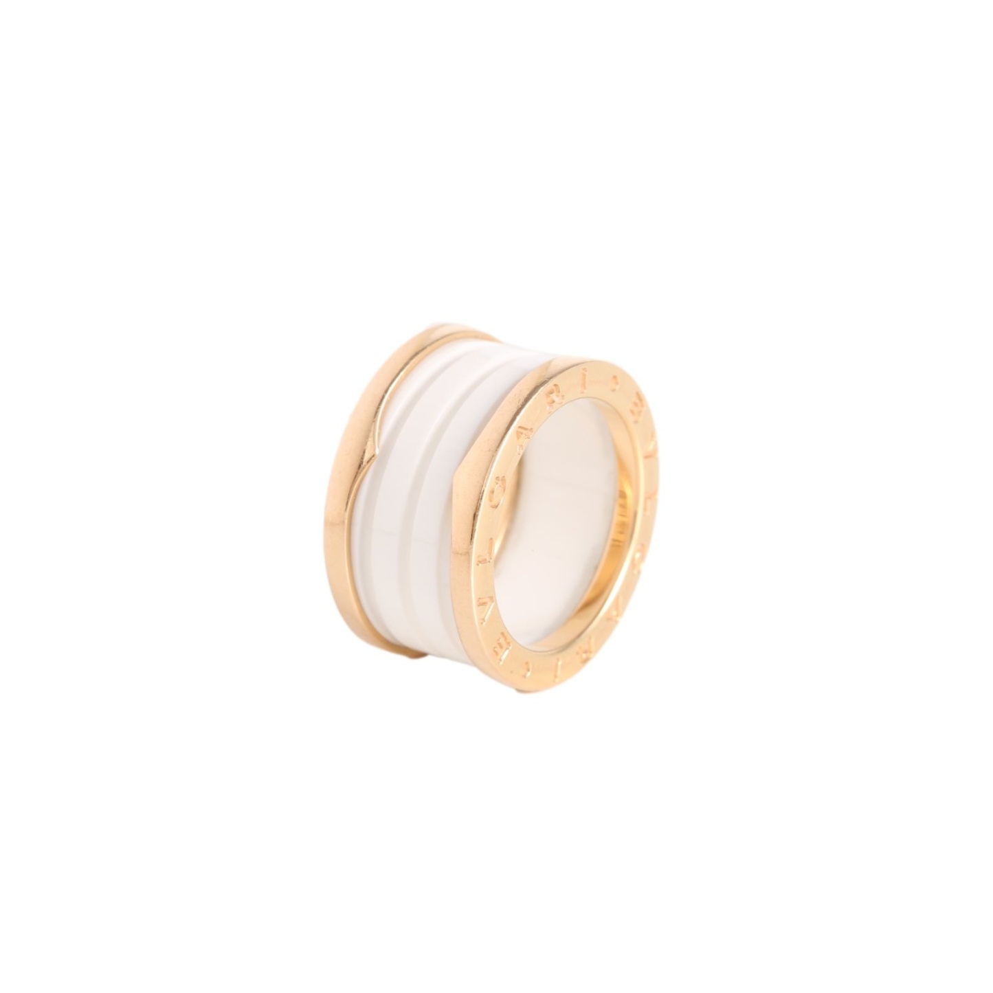 BVLGARI B.ZERO1 Coil Ring 18K Rose Gold,White Ceramic-Hana Vintage