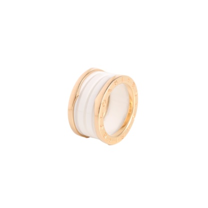BVLGARI B.ZERO1 Coil Ring 18K Rose Gold,White Ceramic-Hana Vintage
