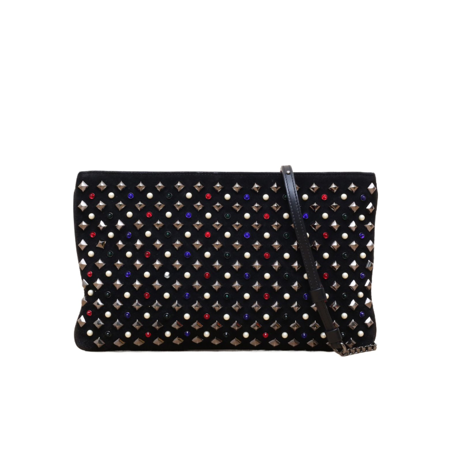 *Christian Louboutin Black velvet rivet crossbody bag-Hana Vintage