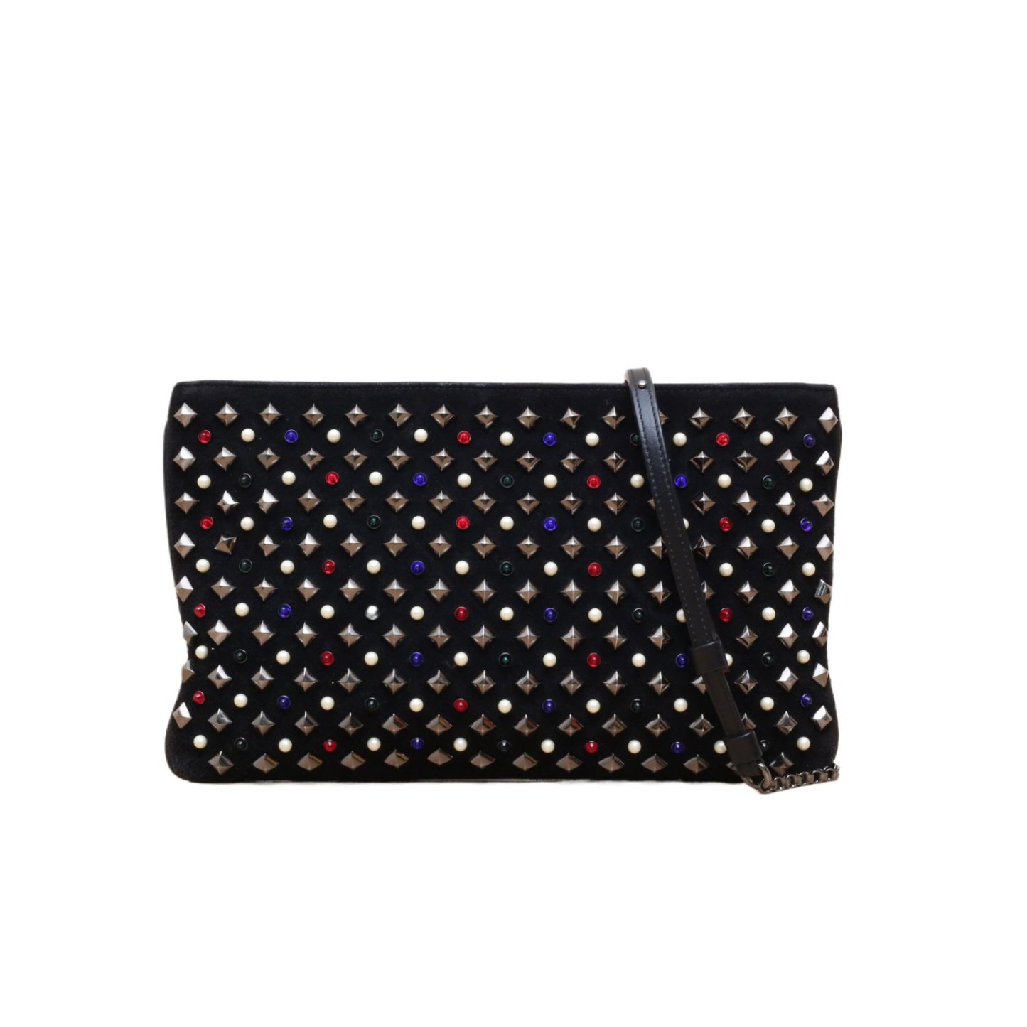 *Christian Louboutin Black velvet rivet crossbody bag-Hana Vintage