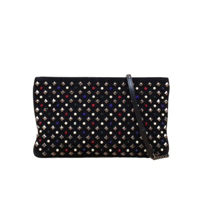 *Christian Louboutin Black velvet rivet crossbody bag-Hana Vintage