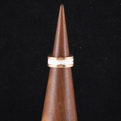 BVLGARI Rose Gold B.ZERO1 Coil Ring Three Circle 18K 18K Rose Gold,White Ceramic-Hana Vintage