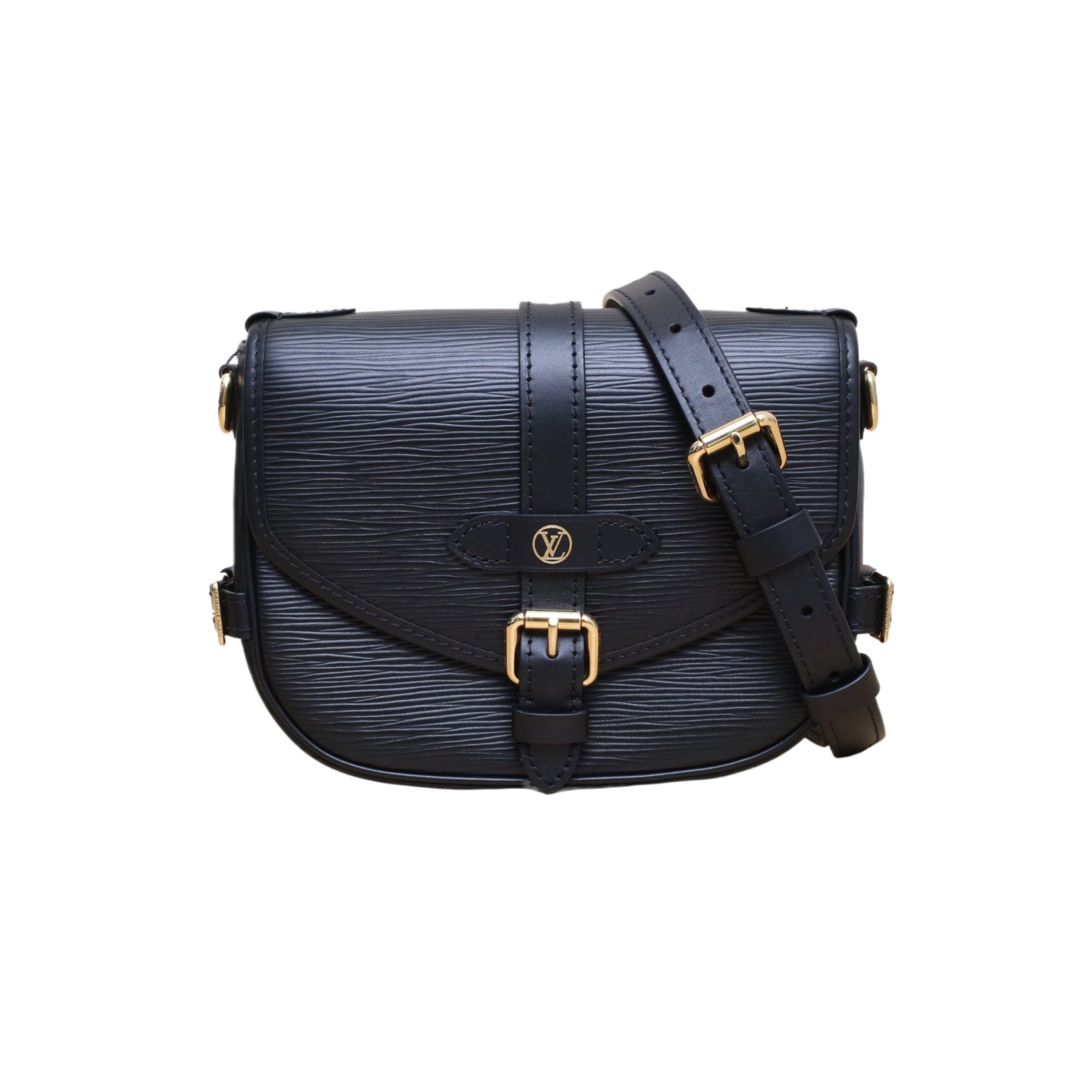*LOUIS VUITTON Black EPI Grained Cowhide, Chip, Saumur Gemini, Small Size 20, Grained-Hana Vintage