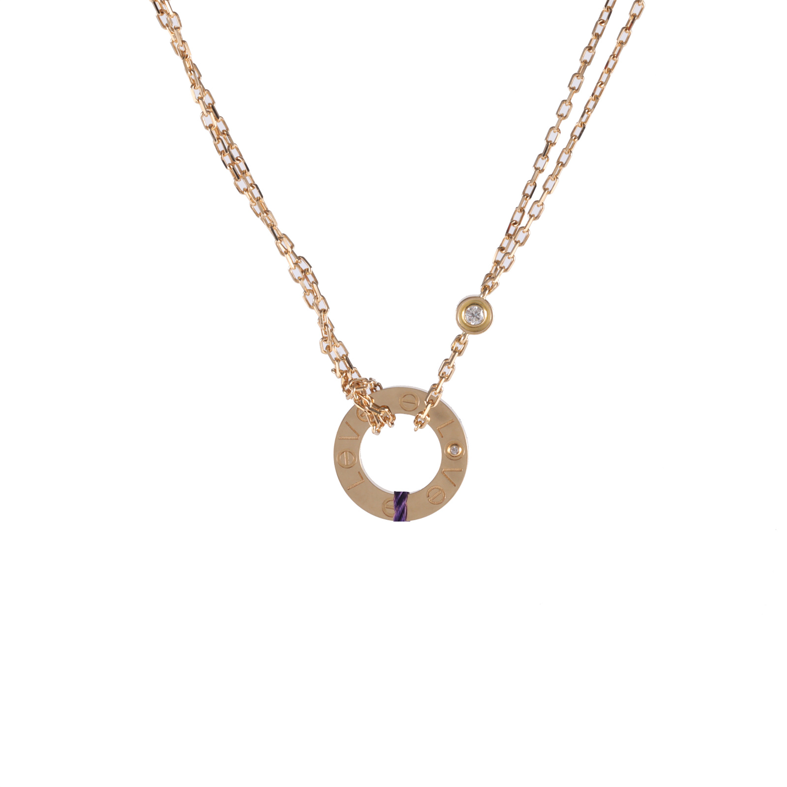 CARTIER LOVE 18K Gold Pendant Necklace with 2 Diamonds 18K Gold,Diamond-Hana Vintage