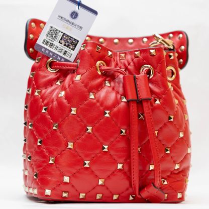 *VALENTINO VALENTINO Red Rivet Bucket Bag-Hana Vintage