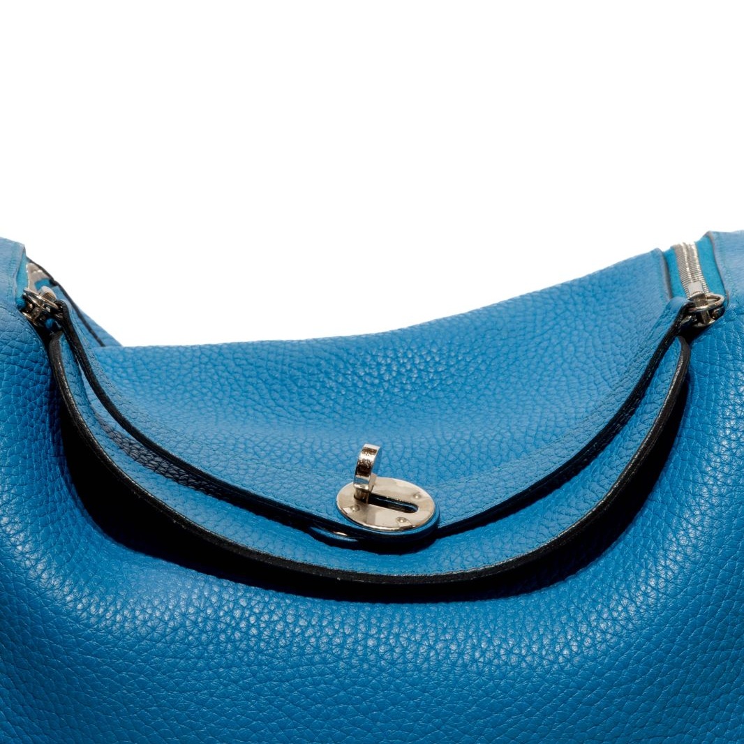 *HERMES HERMES LINDY30 Blue Sliver Hardware-Hana Vintage