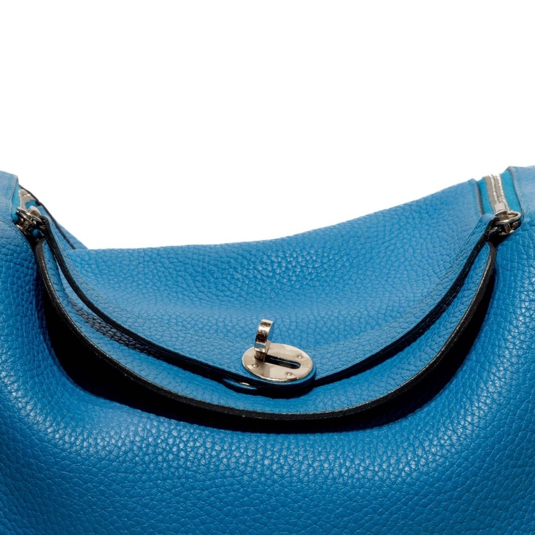 *HERMES HERMES LINDY30 Blue Sliver Hardware-Hana Vintage