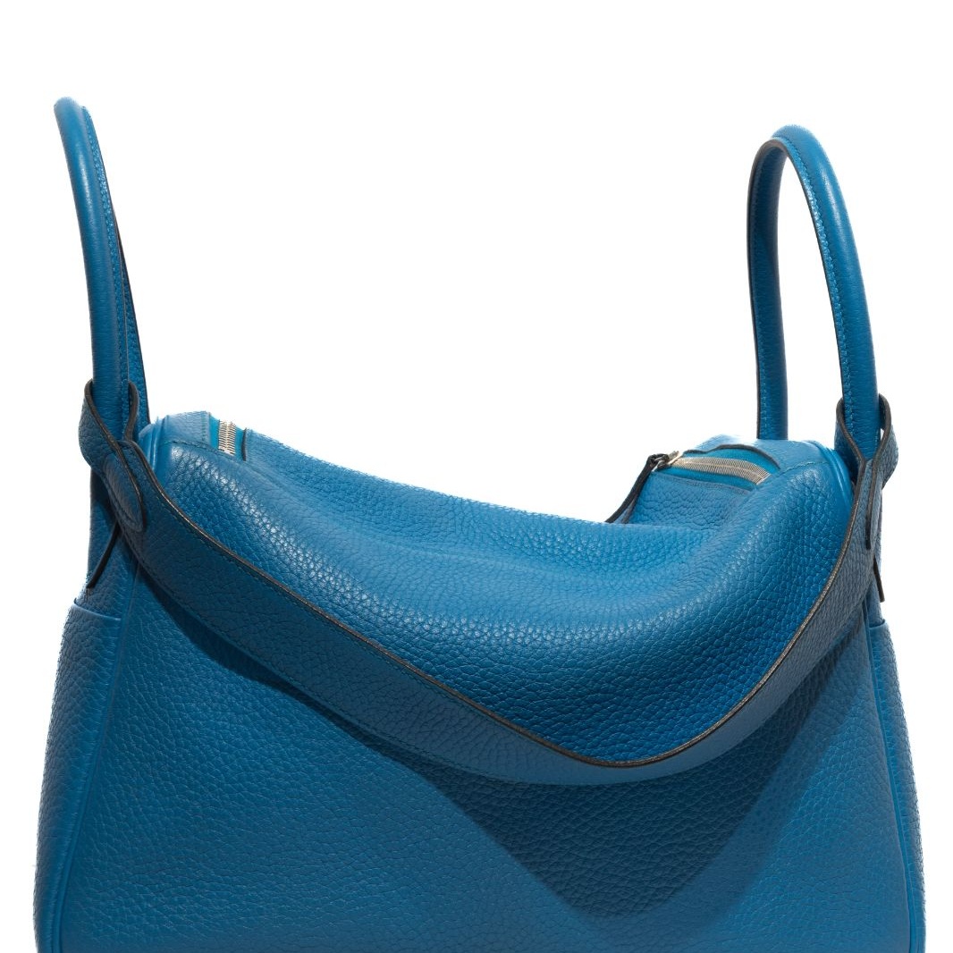*HERMES HERMES LINDY30 Blue Sliver Hardware-Hana Vintage