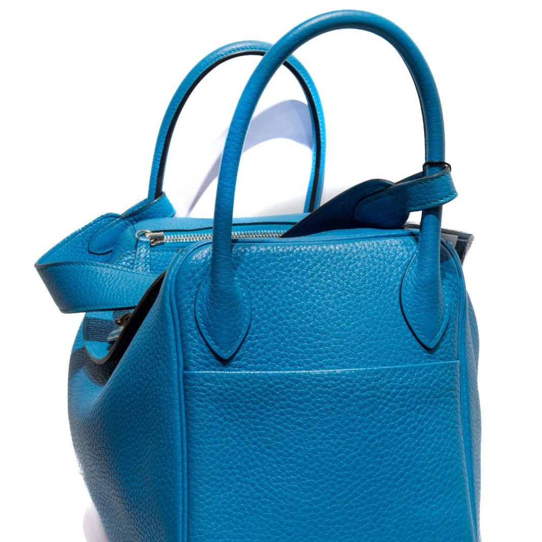 *HERMES HERMES LINDY30 Blue Sliver Hardware-Hana Vintage