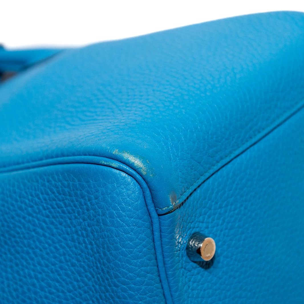*HERMES HERMES LINDY30 Blue Sliver Hardware-Hana Vintage