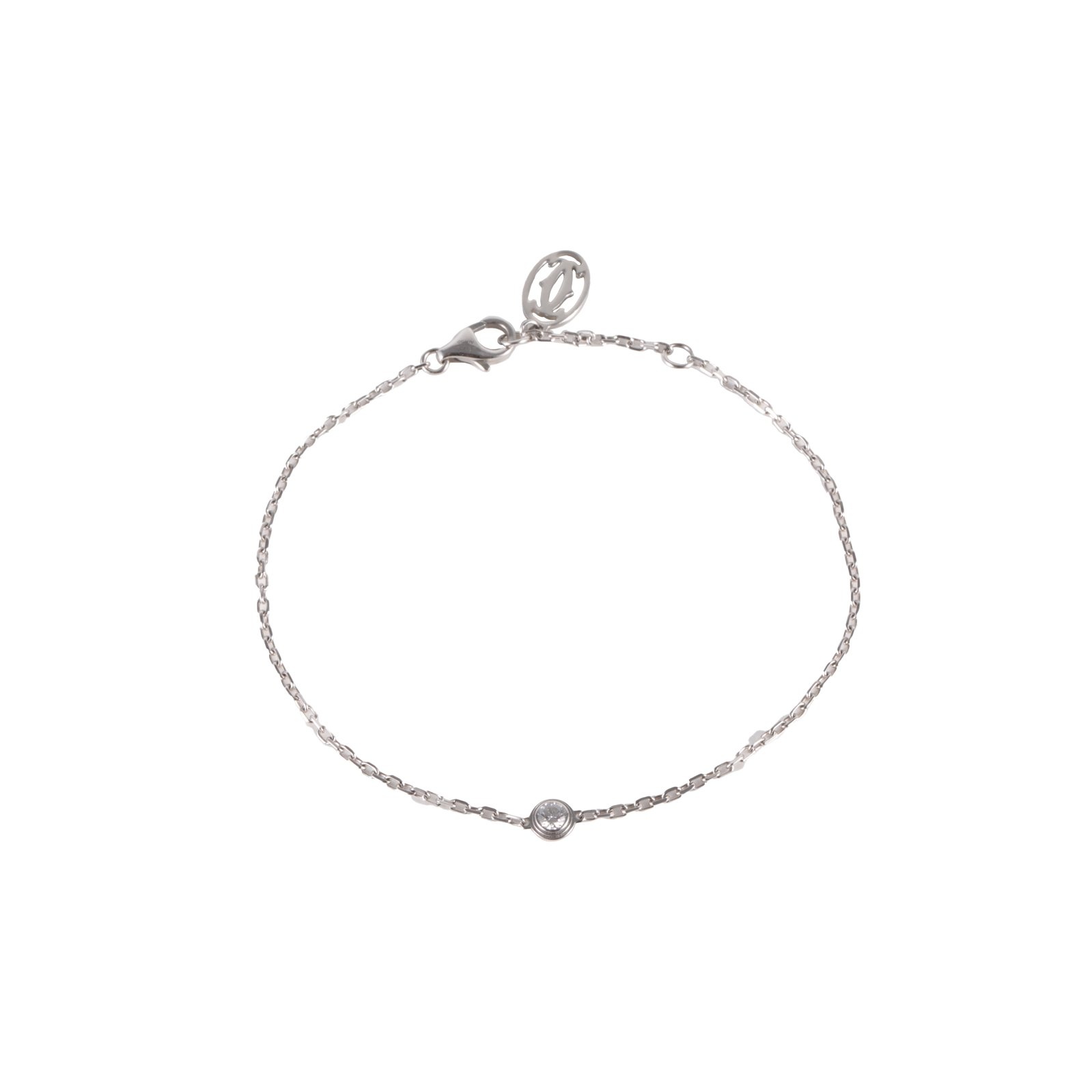 CARTIER Platinum CARTIER D'Amour Single Diamond Bracelet Small 18K 18K White Gold,Diamond-Hana Vintage