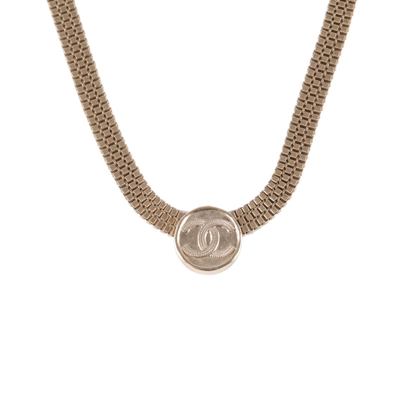 CHANEL 22P Gold Coin Necklace Choker Alloy-Hana Vintage