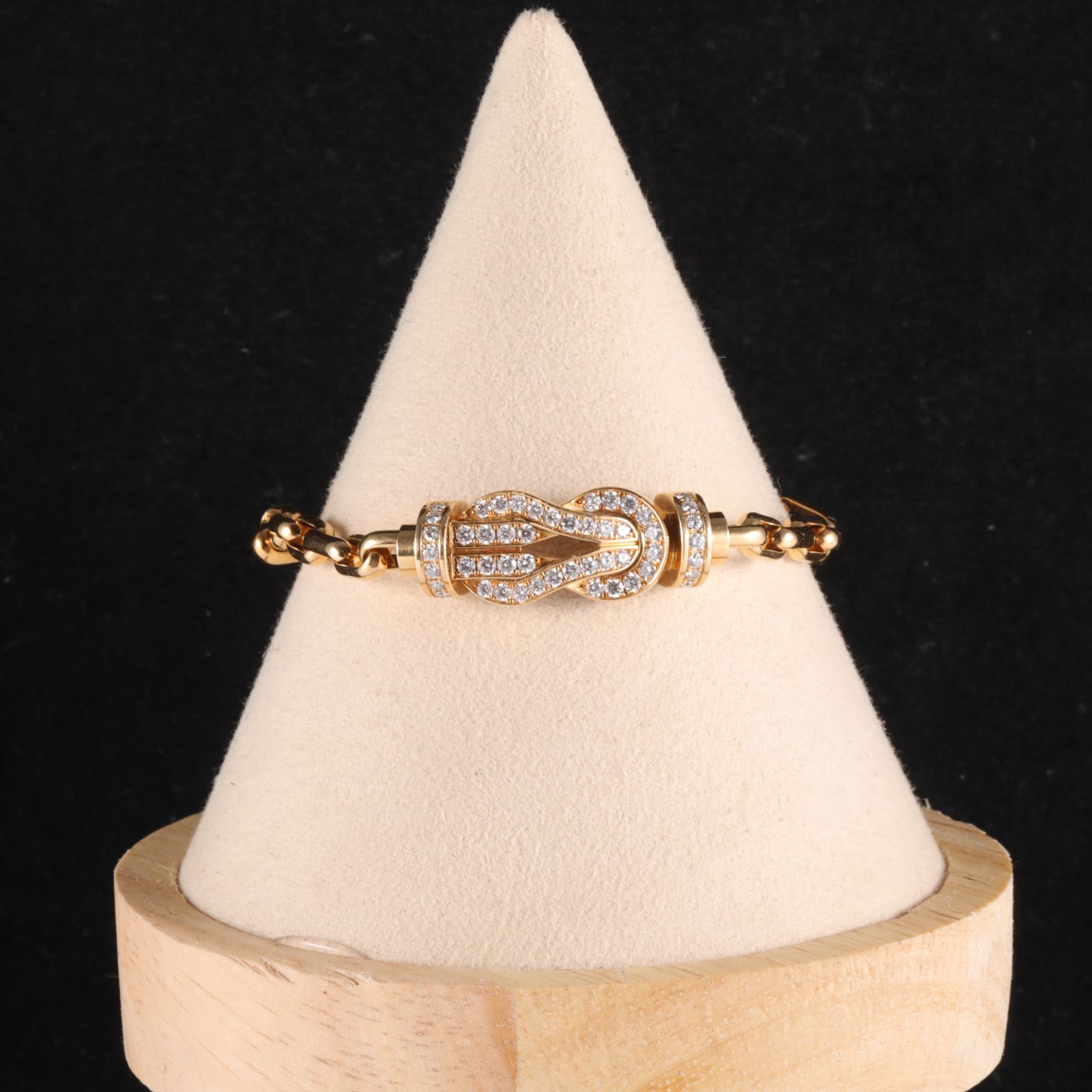 Fred Gold Bracelet Large Size Pave Diamond 18K 18K Gold,Diamond-Hana Vintage