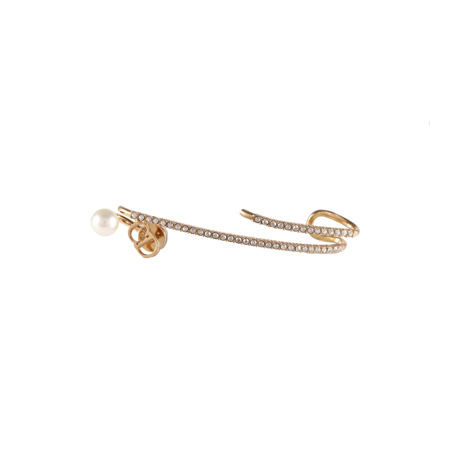 DIOR Pearl Rhinestone Single Ear Ear Hook Diamond Stud Earring Alloy-Hana Vintage