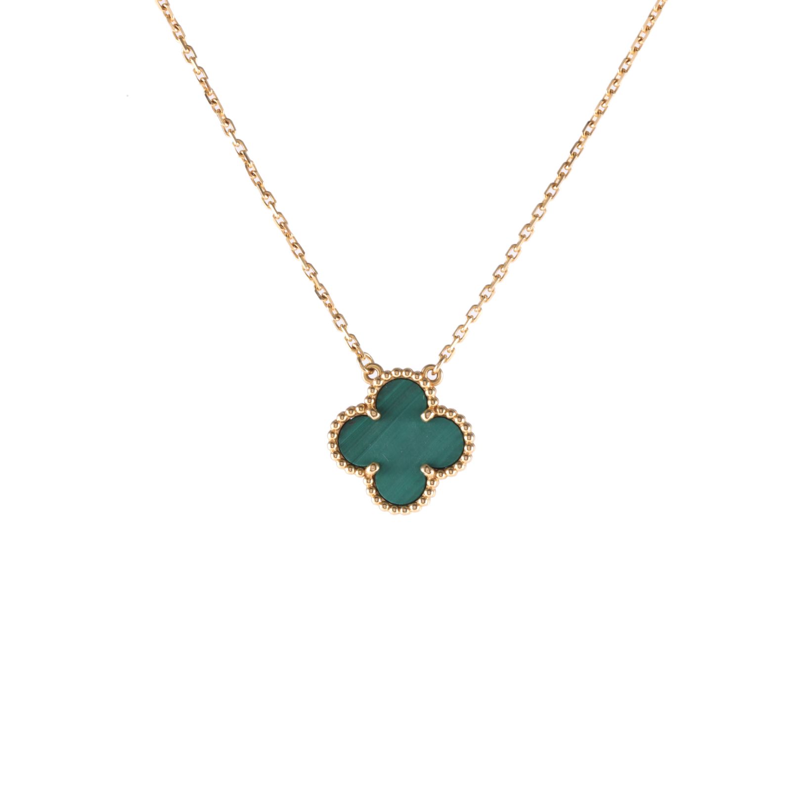 VAN CLEEF&ARPELS Vintage Alhambra Medium Single Flower Necklace 18K Gold,Malachite-Hana Vintage