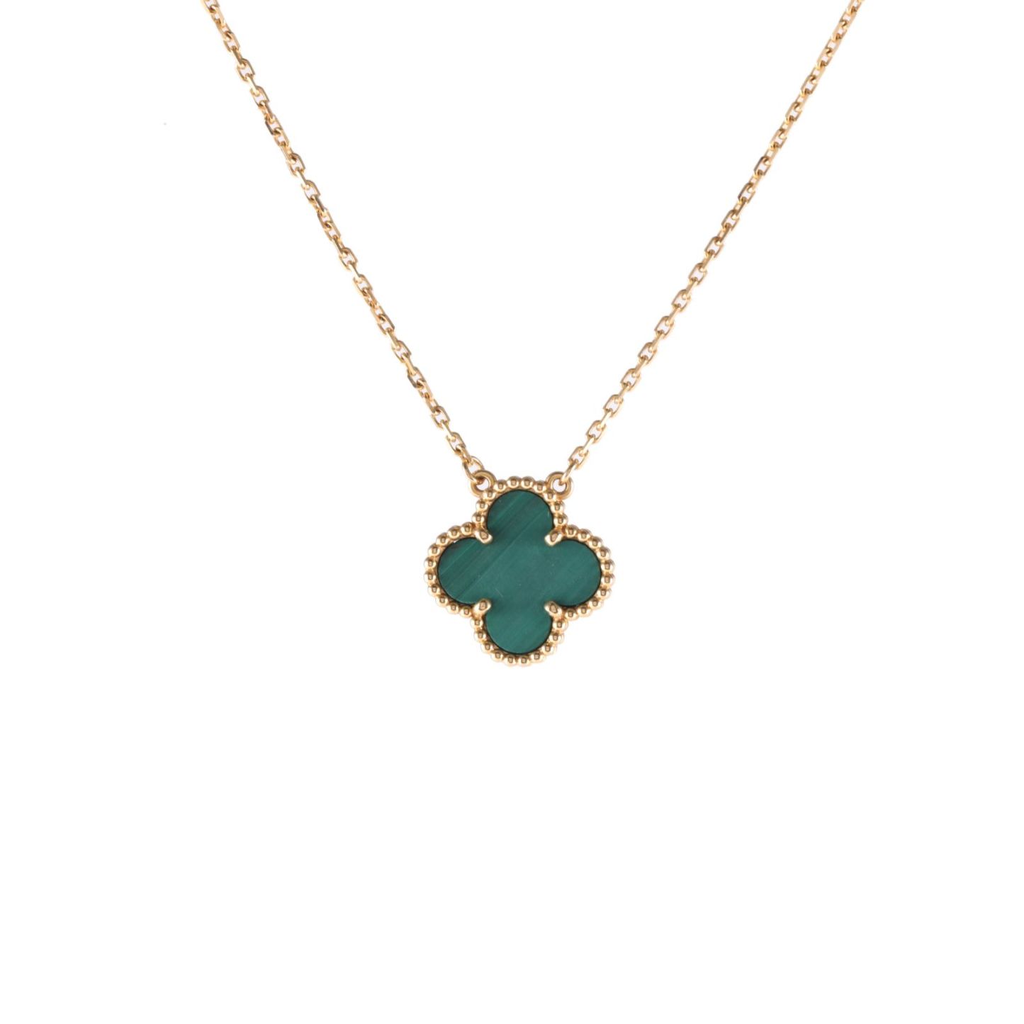 VAN CLEEF&ARPELS Vintage Alhambra Medium Single Flower Necklace 18K Gold,Malachite-Hana Vintage